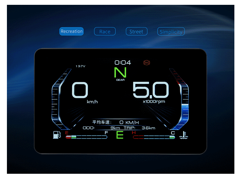 Pantalla TFT color de 5.5 pulgadas con Instrumental 100% digital y 4 modos de visualización.