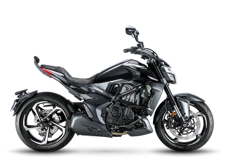 Zontes motos en Uruguay - Zontes 350V en negro con diseño firme, llantas deportivas y una estetica de fuerte personalidad. Zontes motos en Uruguay - Zontes 350V negra con frente dominante, cuerpo compacto y una imagen de gran presencia.
