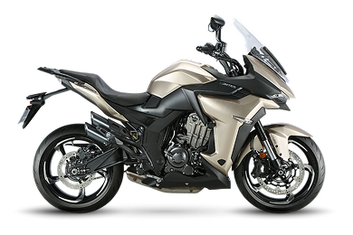 Zontes motos en Uruguay - Zontes 350X en color beige con carenado frontal alto, parabrisas y perfil touring.