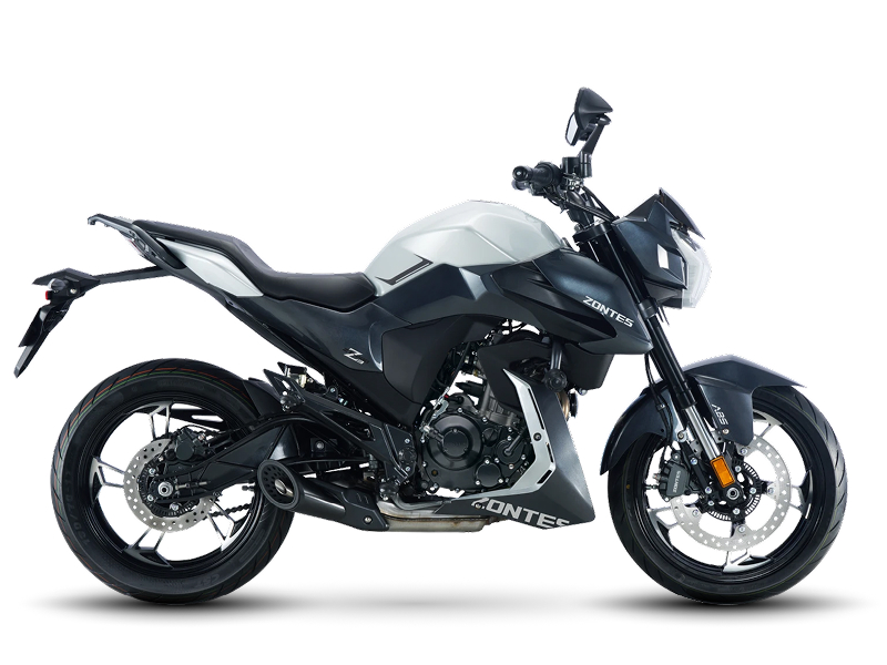 Zontes motos en Uruguay - Zontes 200Z en gris y negro con lineas angulosas, llantas deportivas y una postura compacta de estilo naked.